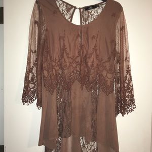 Lace brown long sleeved shirt.